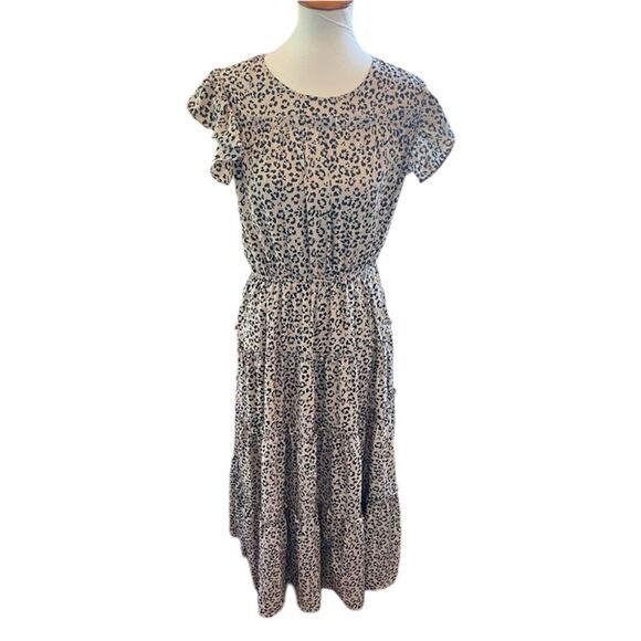 Animal Print Tiered Ruffled Maxi Dress Large Unleash Your Inner Glam-Zebra! - Picture 1 of 14